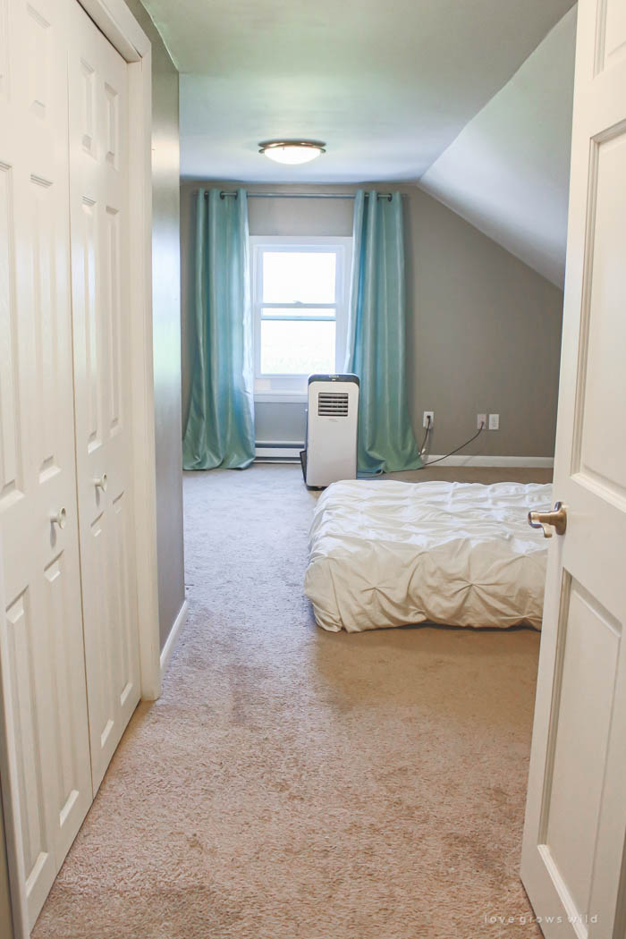See our plans for transforming this bare, boring attic space into a cozy, farmhouse-style master bedroom! Follow along the with the makeover at LoveGrowsWild.com