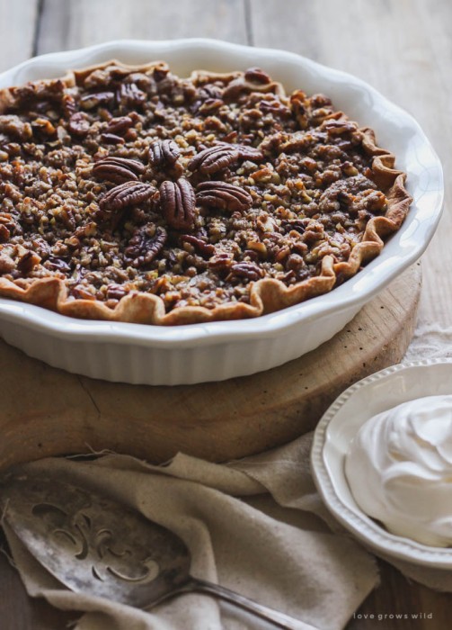 The perfect pumpkin pie topped with a crunchy, sweet pecan streusel! A must-make for the holidays! | LoveGrowsWild.com
