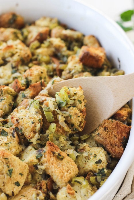 This simple stuffing recipe is a MUST for the holidays! Get the recipe at LoveGrowsWild.com