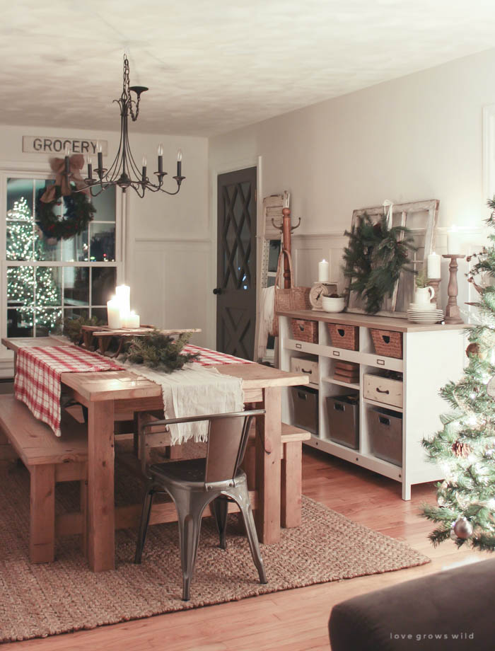 Take a nighttime tour of this Indiana farmhouse all lit up for the holidays! See more photos at LoveGrowsWild.com