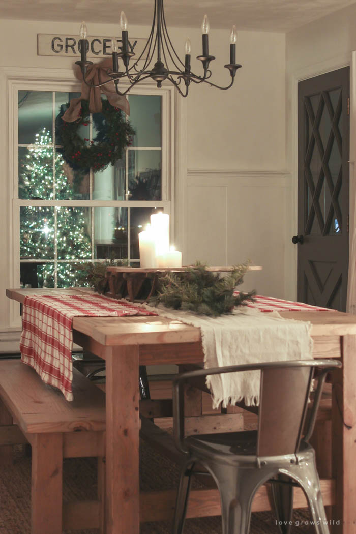 Take a nighttime tour of this Indiana farmhouse all lit up for the holidays! See more photos at LoveGrowsWild.com