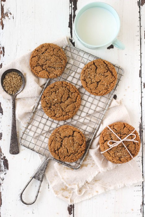 Perfectly chewy, soft and sweet Molasses Cookies! Easy to bake and SO good! Get the recipe at LoveGrowsWild.com