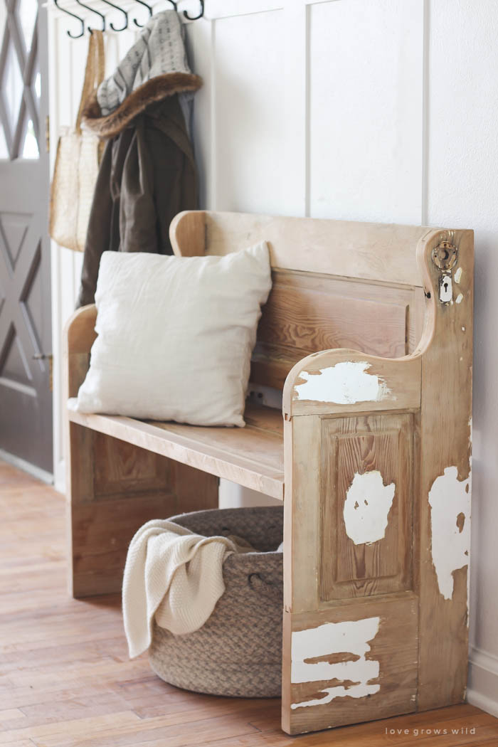 DIY Entryway Bench with Storage Tutorial - Love Grows Wild