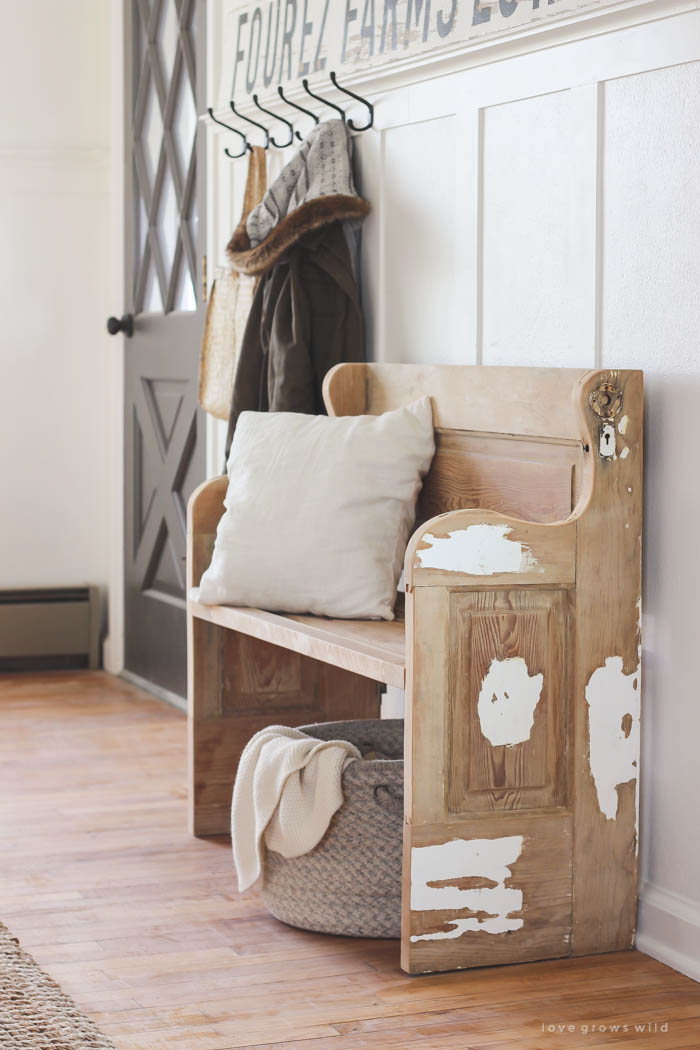 DIY Entryway Bench with Storage Tutorial - Love Grows Wild