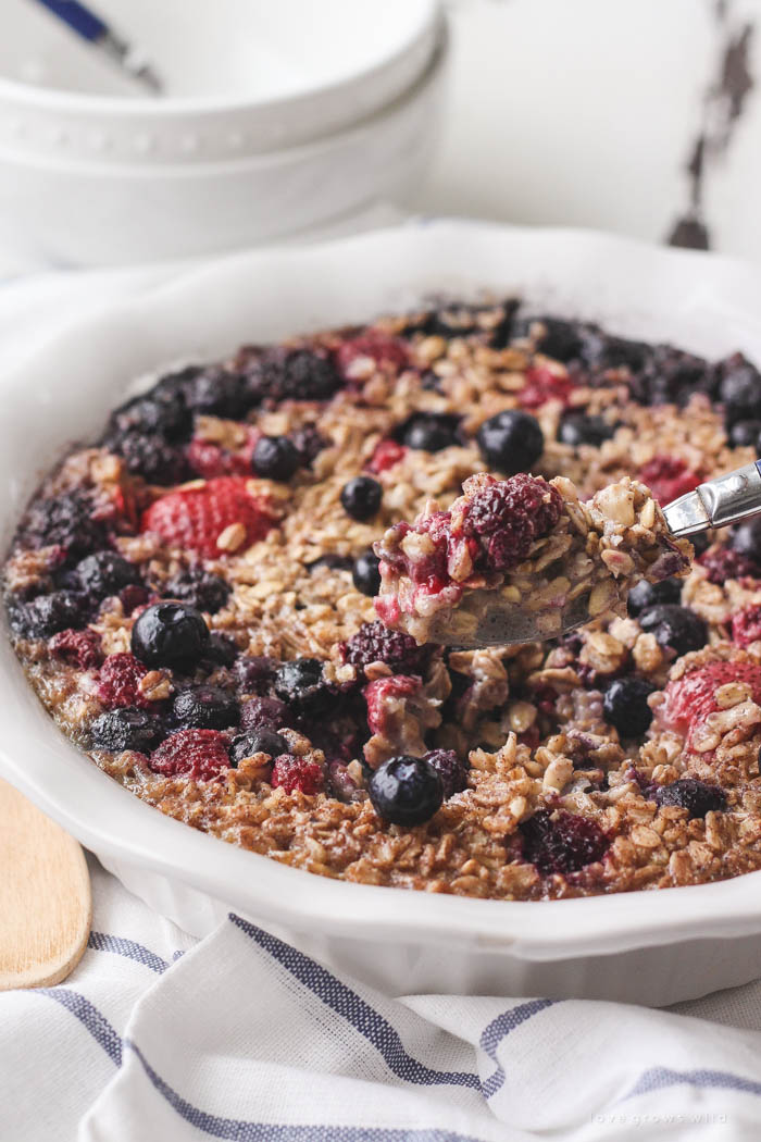 Triple Berry Baked Oatmeal - Love Grows Wild