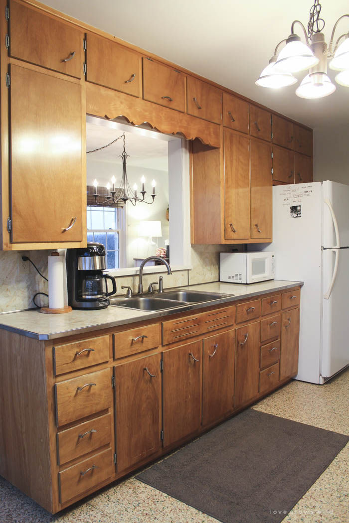 Follow along the makeover of this beautiful farmhouse kitchen! In this post, Liz shares the countertops she picked and why. Click for more photos and details!