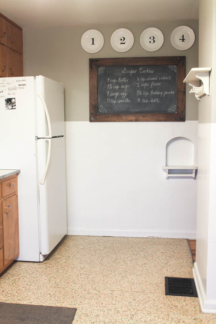 See our plans for turning this dated, dysfunctional space into a gorgeous, modern farmhouse kitchen! More photos and details at LoveGrowsWild.com