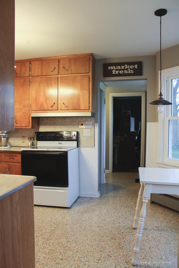 See our plans for turning this dated, dysfunctional space into a gorgeous, modern farmhouse kitchen! More photos and details at LoveGrowsWild.com