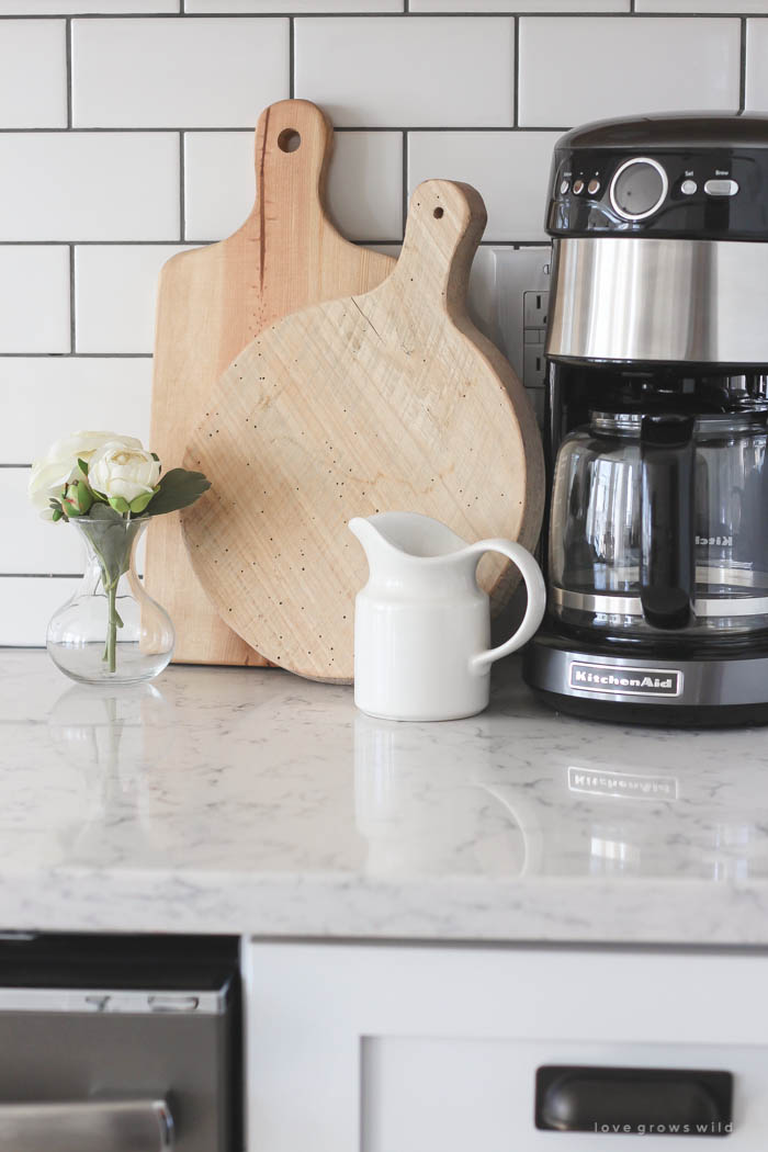 Follow along the makeover of this beautiful farmhouse kitchen! In this post, Liz shares the backsplash she chose and why. Click for more photos and details!