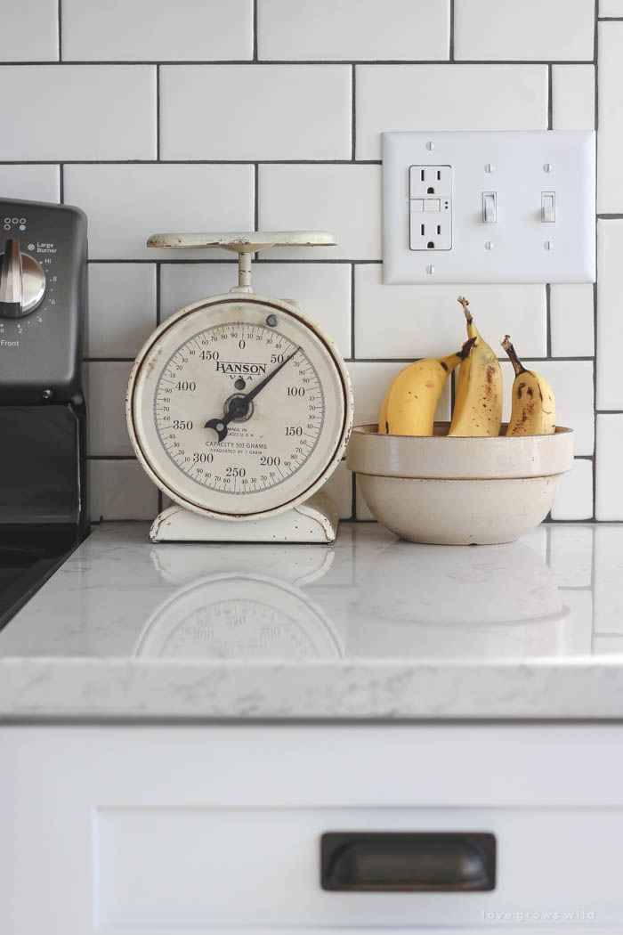 Follow along the makeover of this beautiful farmhouse kitchen! In this post, Liz shares the backsplash she chose and why. Click for more photos and details!