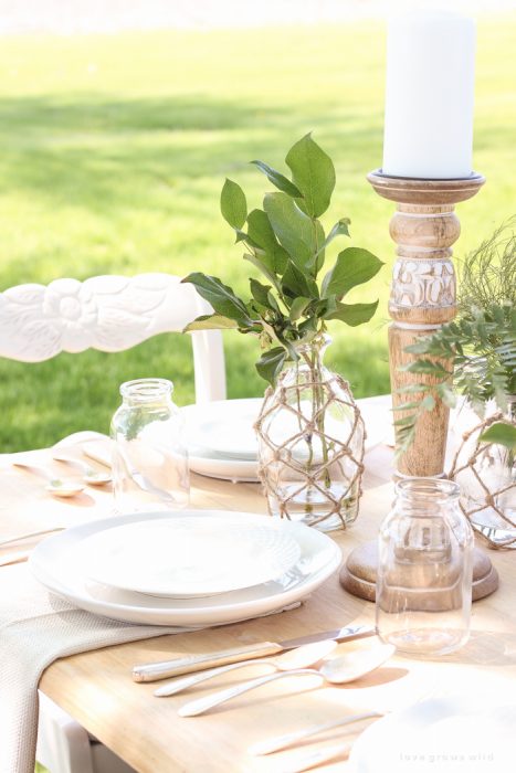 Learn how to create the perfect outdoor table setting with shopping and decorating tips from Liz Fourez. This view of her farm is stunning!