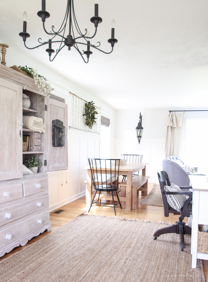 Step inside this beautiful Indiana farmhouse entryway decorated with a mix of timeworn antiques and unique DIY projects!