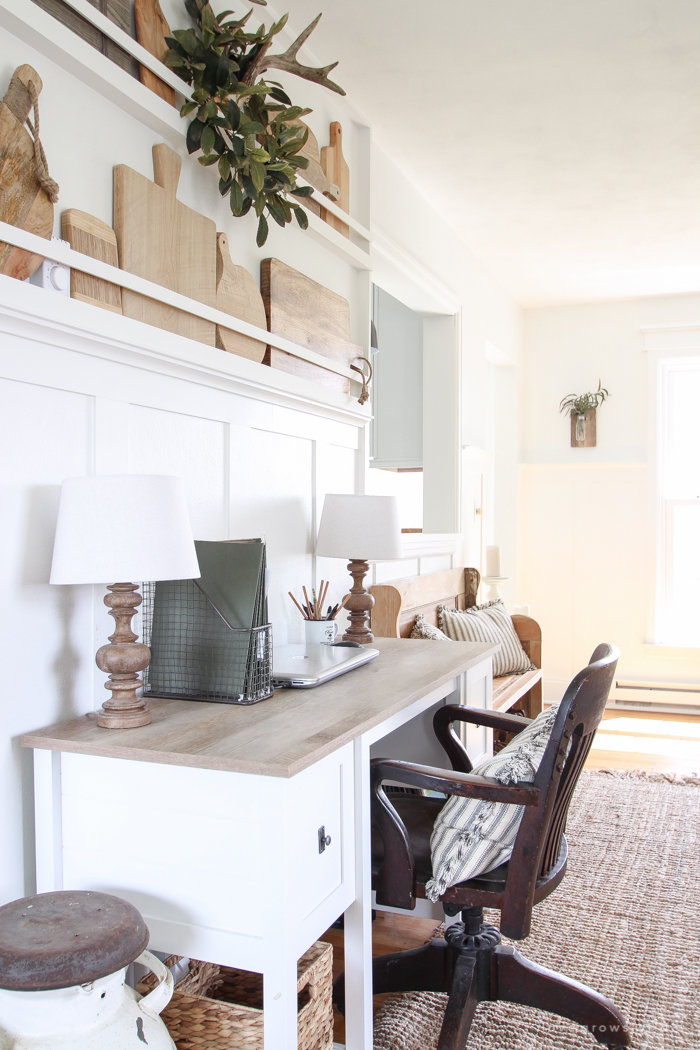 Step inside this beautiful Indiana farmhouse entryway decorated with a mix of timeworn antiques and unique DIY projects!