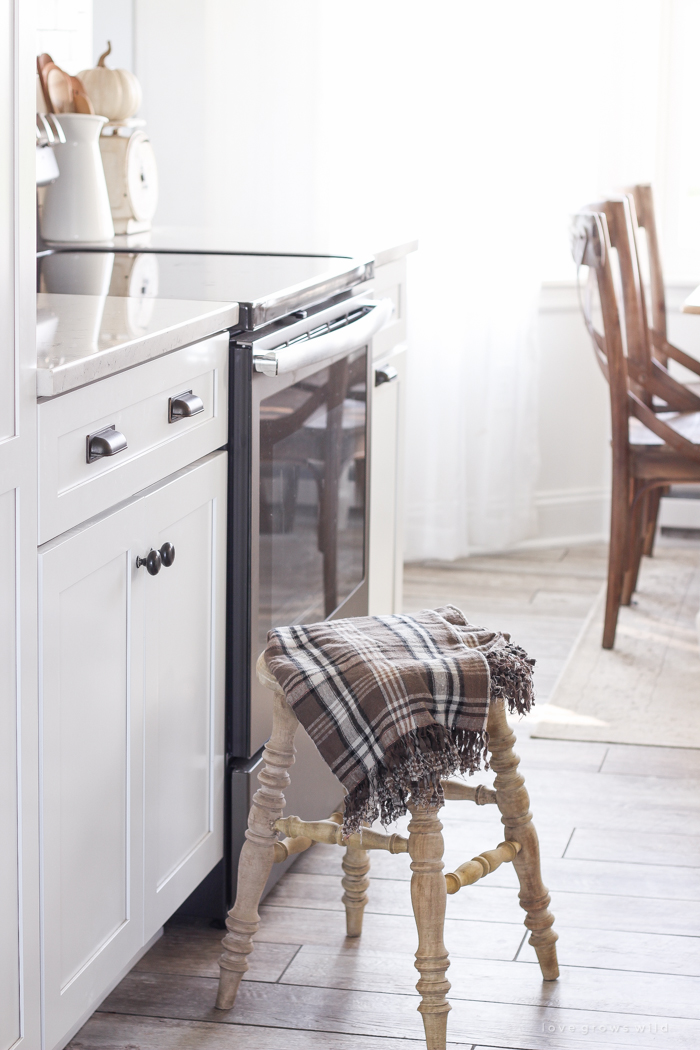 A beautiful farmhouse kitchen decorated with simple touches of fall!