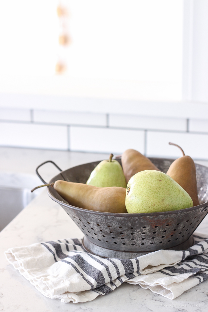 A beautiful farmhouse kitchen decorated with simple touches of fall!