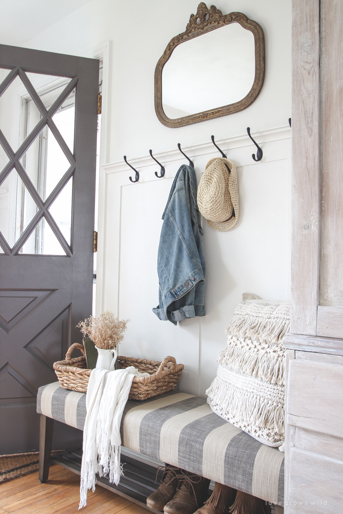 Entryway armoire with online bench