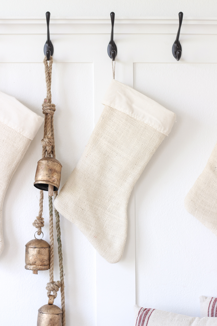 A beautiful farmhouse entryway decorated for the holidays!