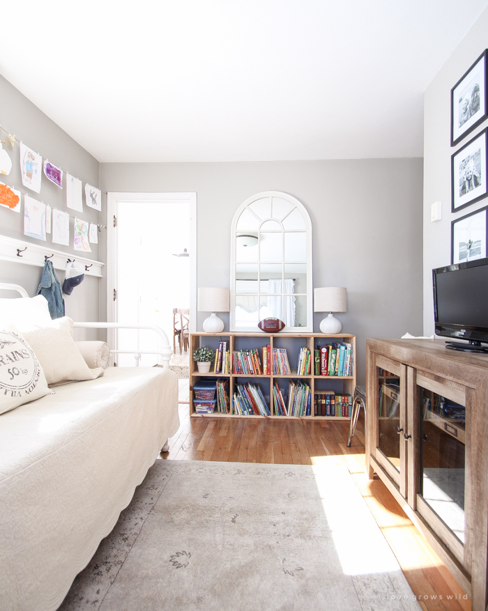 A super sweet playroom design featured in a beautiful Indiana farmhouse