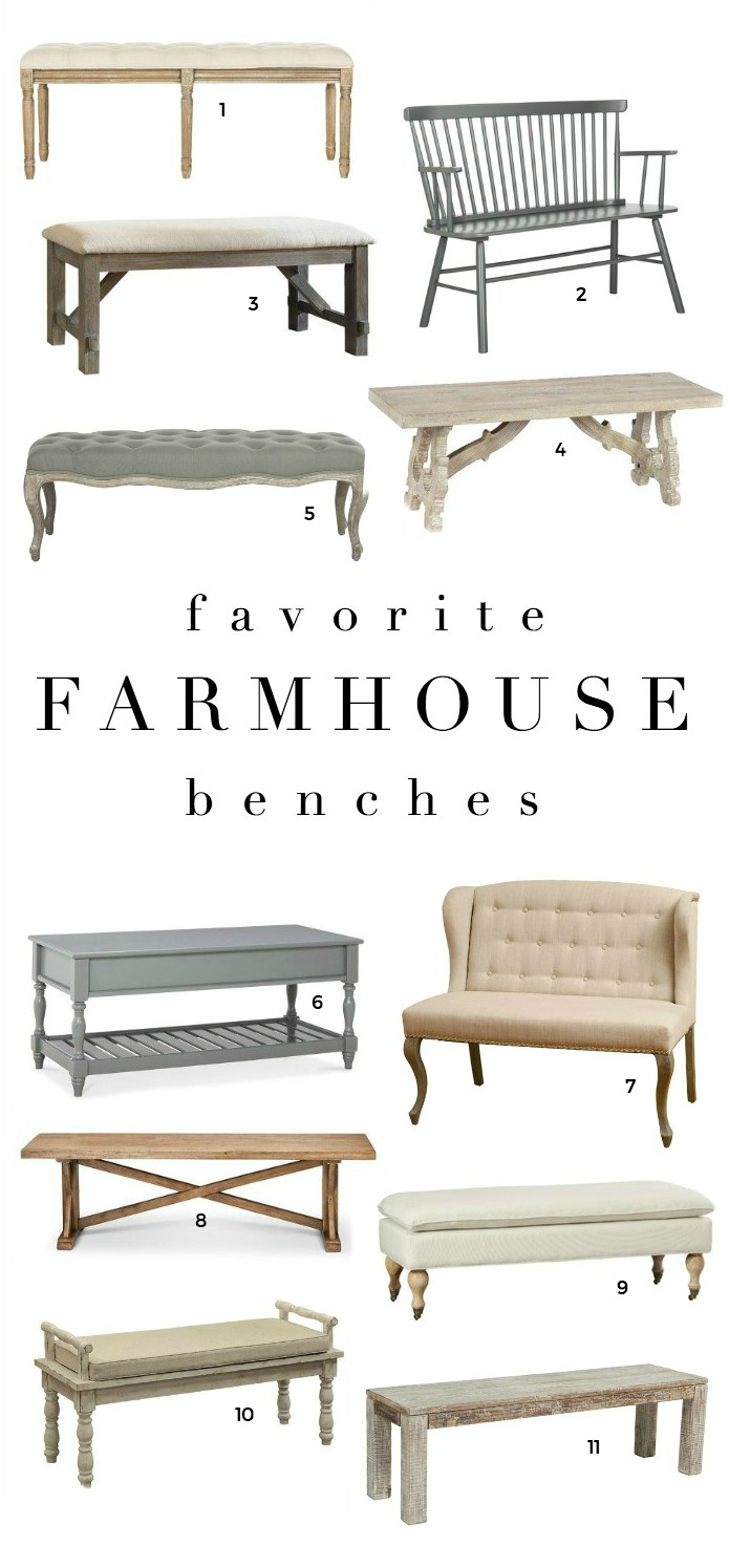 Farmhouse decor inspiration - shop our favorite farmhouse style benches!