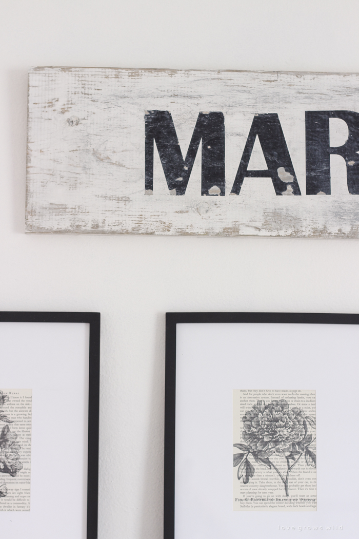 A handmade sign with a beautiful distressed antique finish. Learn how to make this simple and inexpensive DIY vintage Market Fresh sign!