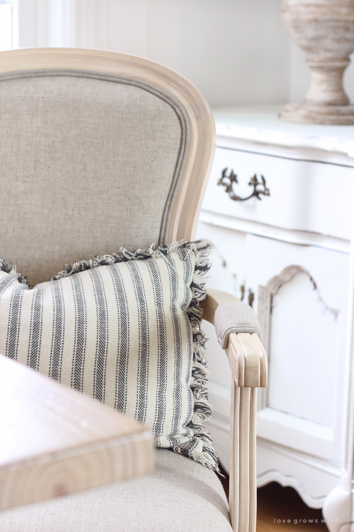 A beautiful farmhouse dining room with a french country twist