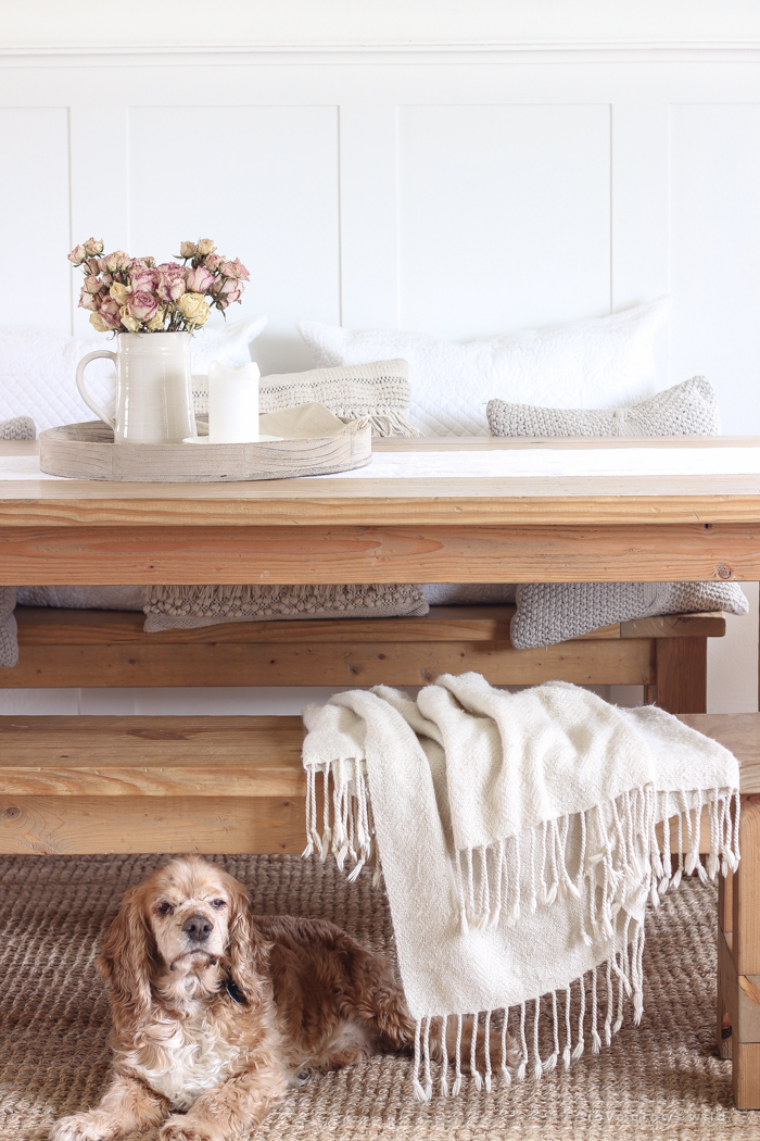 A beautiful farmhouse dining room with a french country twist