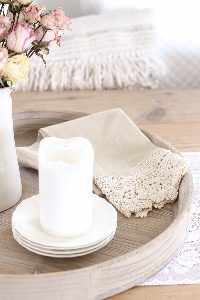 A beautiful farmhouse dining room with a french country twist