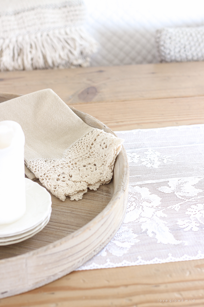 A beautiful farmhouse dining room with a french country twist