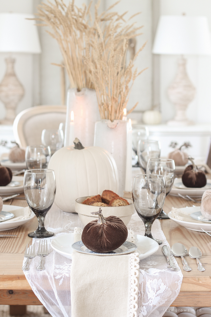 Learn simple fall decorating tips from this beautiful country harvest themed fall tablescape