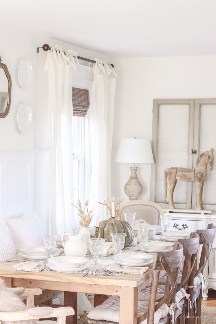 Cozy Neutral Thanksgiving Tablescape - Love Grows Wild