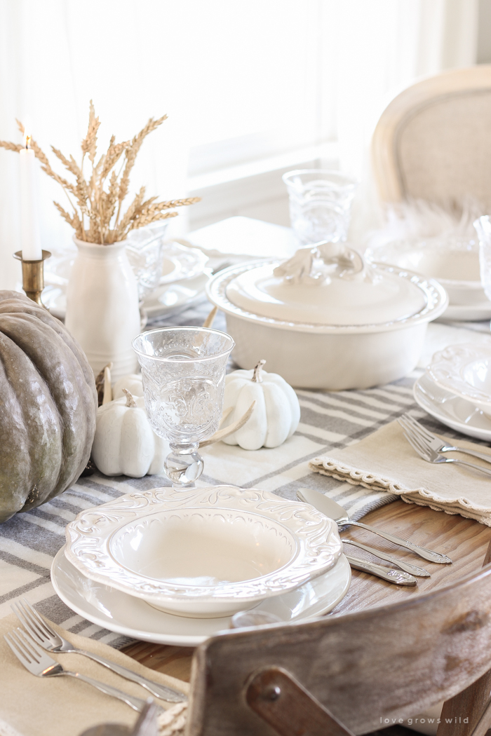 Cozy Neutral Thanksgiving Tablescape - Love Grows Wild