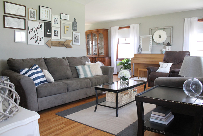 See how this small farmhouse living room transformed and evolved over the years from dark and dated to light, bright and beautiful! 