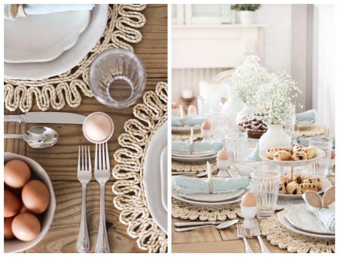 A simple spring tablescape in a beautiful Indiana farmhouse