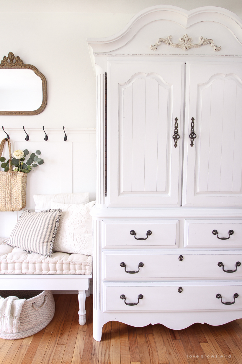 Armoire Makeover + How to Antique Furniture - Love Grows Wild