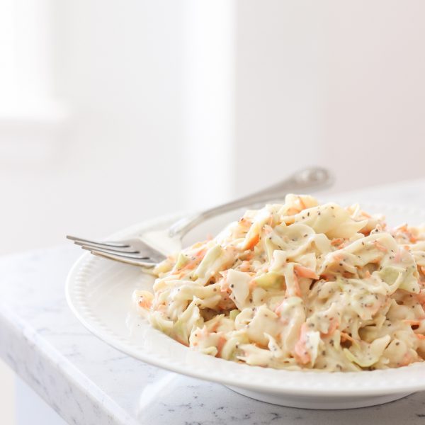 This easy, creamy coleslaw recipe is so good and makes the perfect side dish for picnics and barbecues!