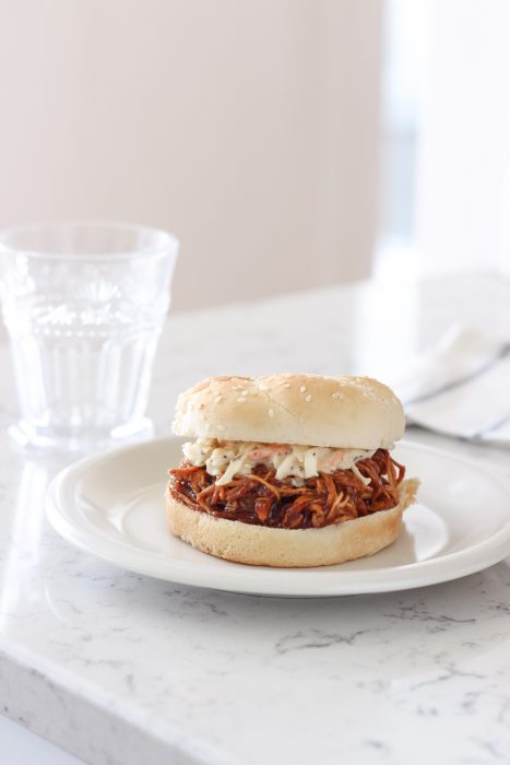 Sweet, tangy barbecue chicken made in the slow cooker is the perfect easy dinner idea
