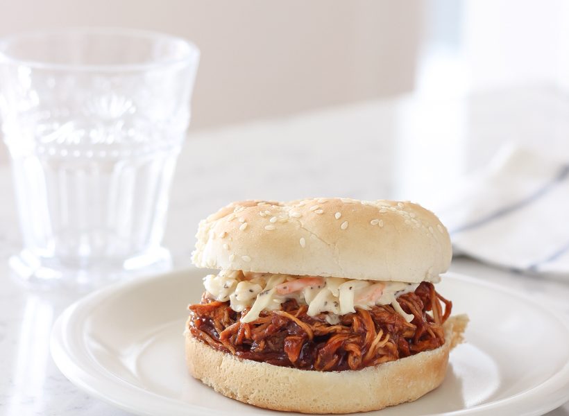 Sweet, tangy barbecue chicken made in the slow cooker is the perfect easy dinner idea
