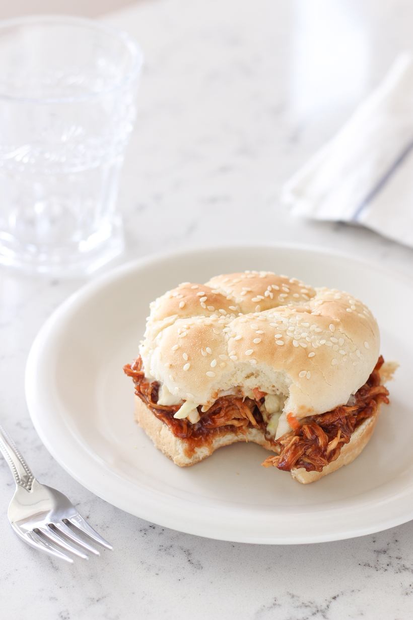 Sweet, tangy barbecue chicken made in the slow cooker is the perfect easy dinner idea