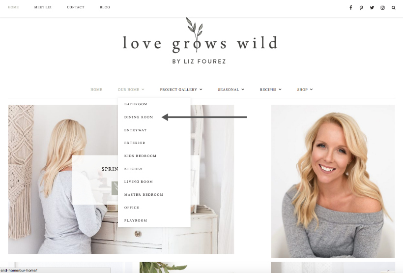 Love Grows Wild menus + navigation