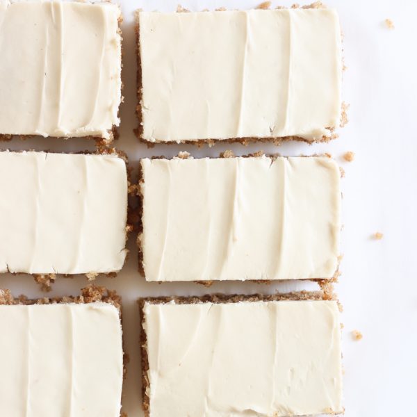 Sweet and simple applesauce sheet cake topped with a rich cream cheese frosting