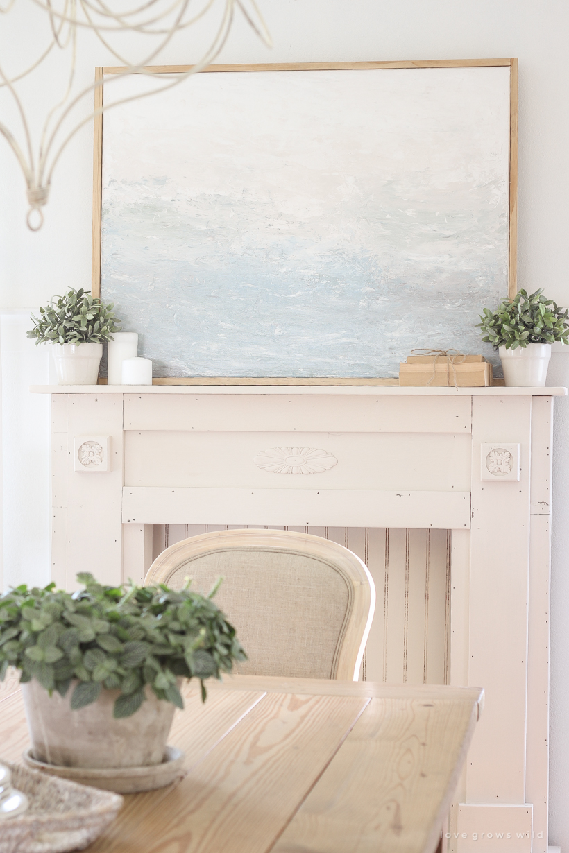 Learn how to decorate on a budget by creating beautiful art for your home with this easy tutorial. Hint... you don't need to be an artist to create art! See the entire process from blank canvas to completed painting using only one tool.