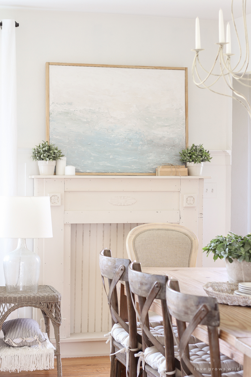 Learn how to decorate on a budget by creating beautiful art for your home with this easy tutorial. Hint... you don't need to be an artist to create art! See the entire process from blank canvas to completed painting using only one tool. 