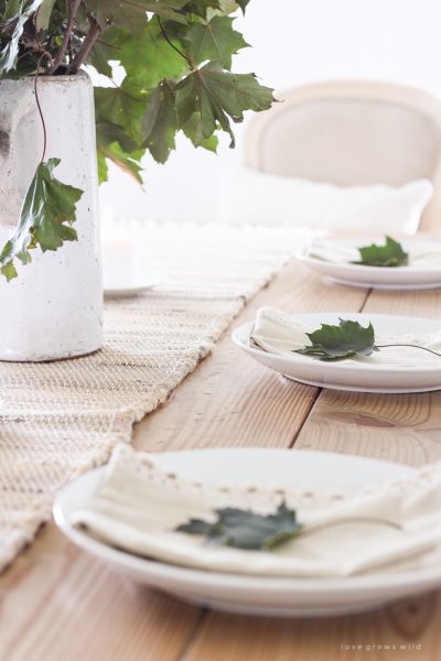 Simple Falling Leaves Tablescape - Love Grows Wild