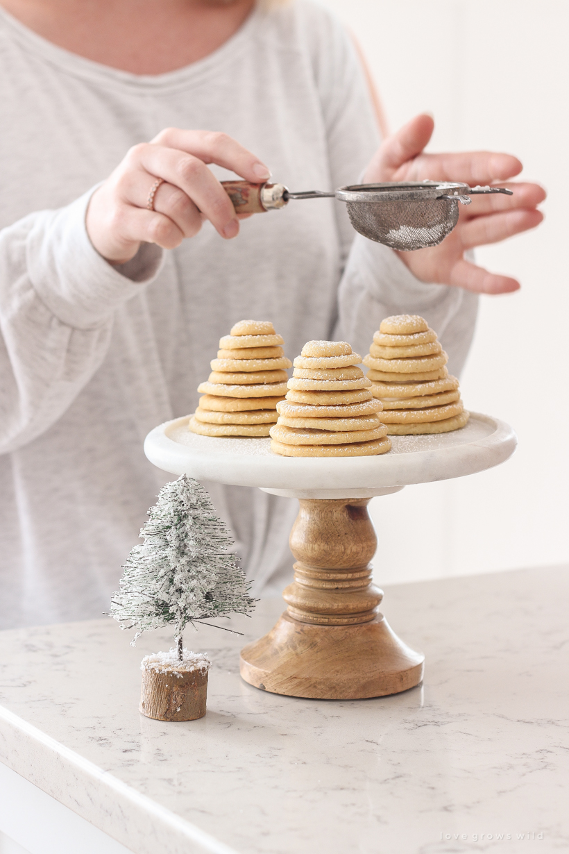 Follow this fun, easy tutorial from Indiana home + lifestyle blogger Liz Fourez to make the cutest little Sugar Cookie Christmas Trees! So easy to make and a perfect holiday activity for kids!