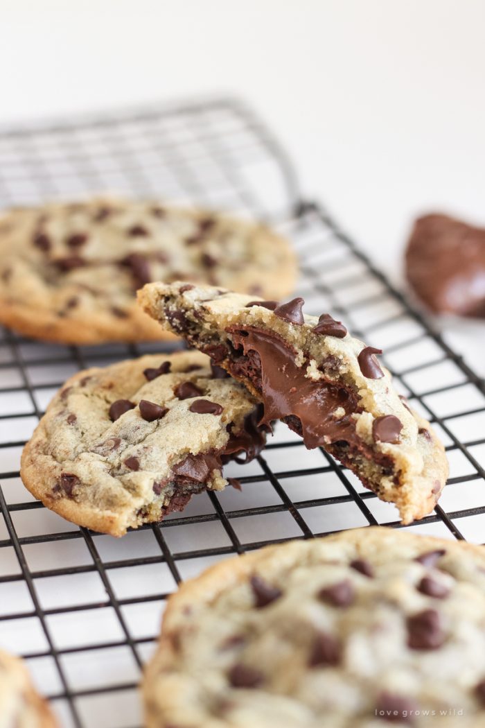 Nutella Stuffed Chocolate Chip Cookies - Love Grows Wild