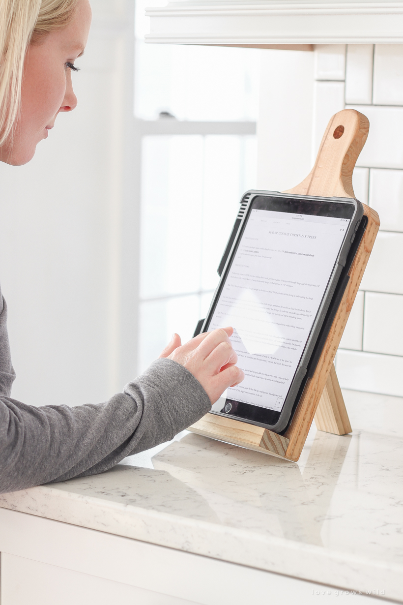 DIY Cutting Board Tablet Holder - Love Grows Wild