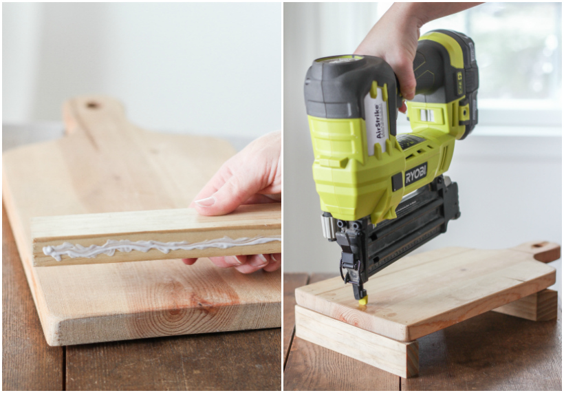 Learn how to make this simple Cutting Board Tablet Holder for your kitchen or an inexpensive handmade gift!