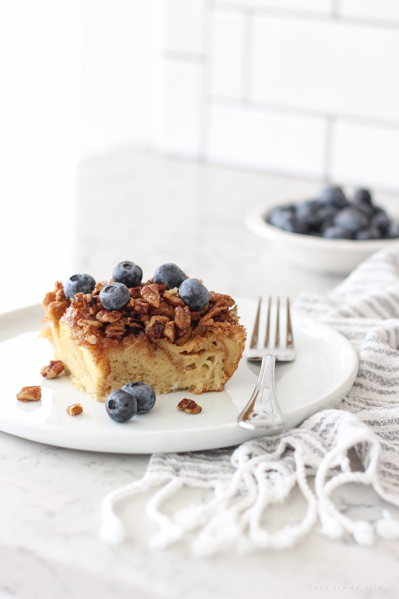 Always a brunch favorite, this Overnight Baked French Toast is perfect for making breakfast for a crowd! Easy and so delicious! 