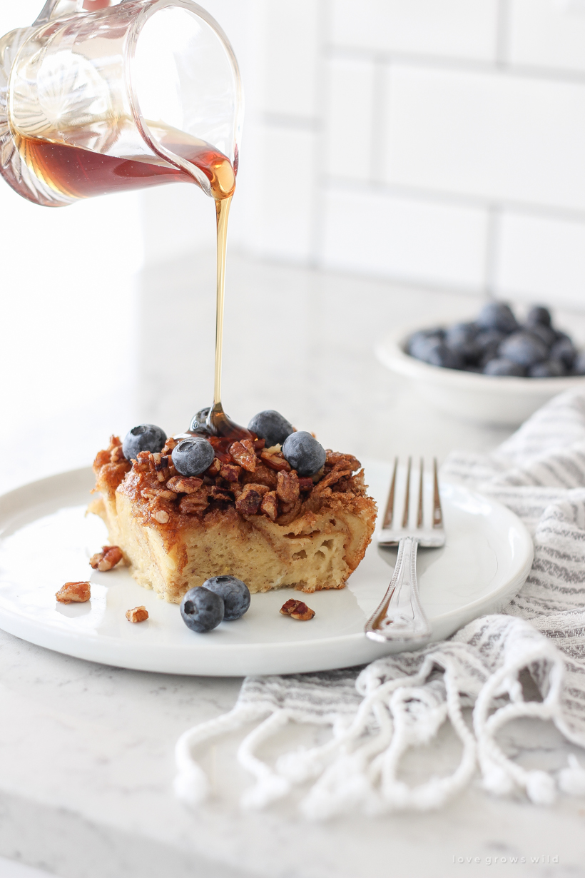 Always a brunch favorite, this Overnight Baked French Toast is perfect for making breakfast for a crowd! Easy and so delicious! 