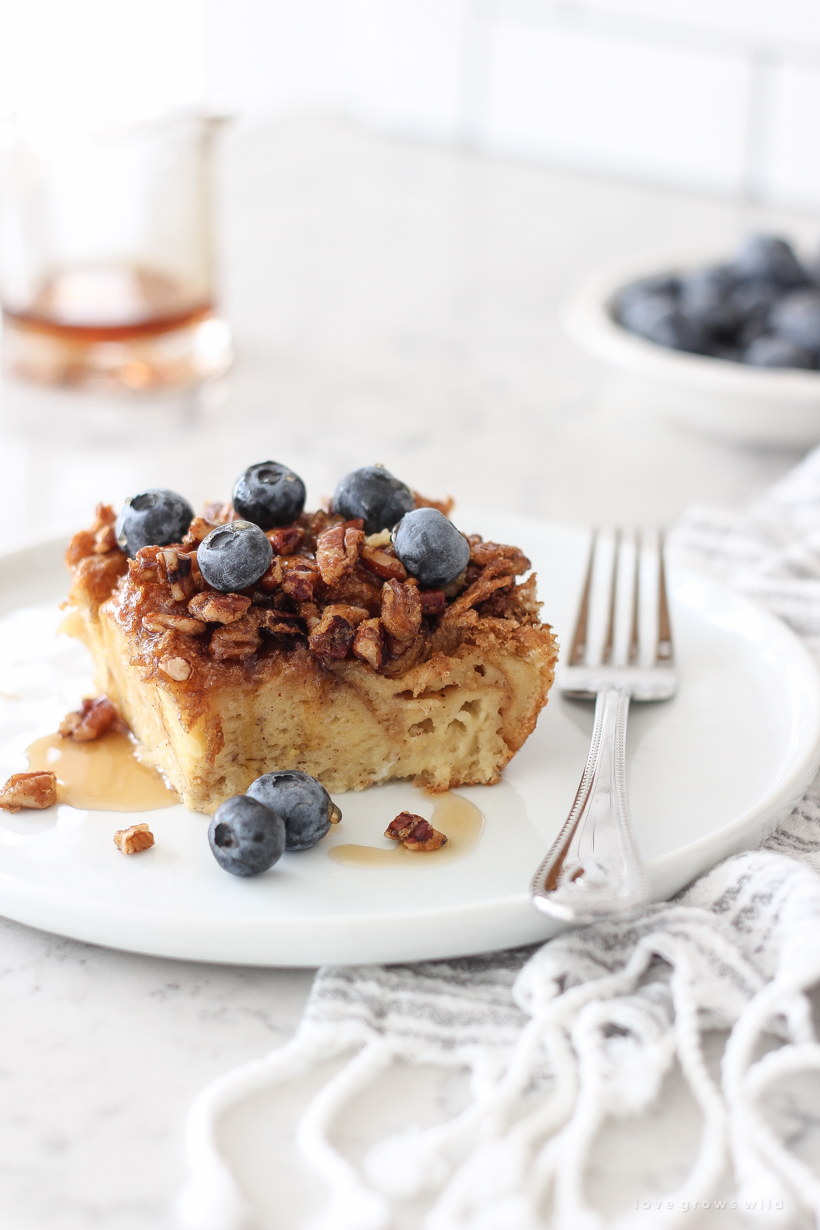 Always a brunch favorite, this Overnight Baked French Toast is perfect for making breakfast for a crowd! Easy and so delicious!